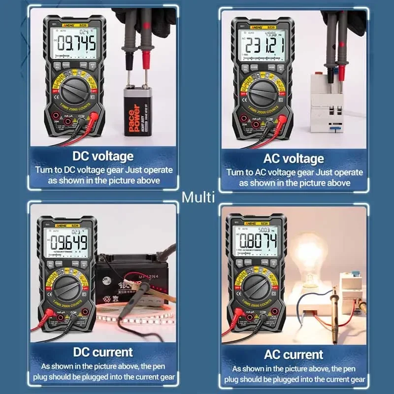 ANENG SZ20 25000 Counts Specialty LCD Digital Multimeter Electric AC/DC Current Meter Voltage Tester For Car Ohm Temp Capacitor