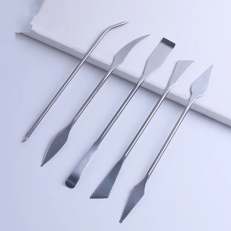 5Pcs/Lot Stainless Steel Sculpture Tools Hand Sludge Knife Soil Polymer Clay Carving Tools Car Mold Making