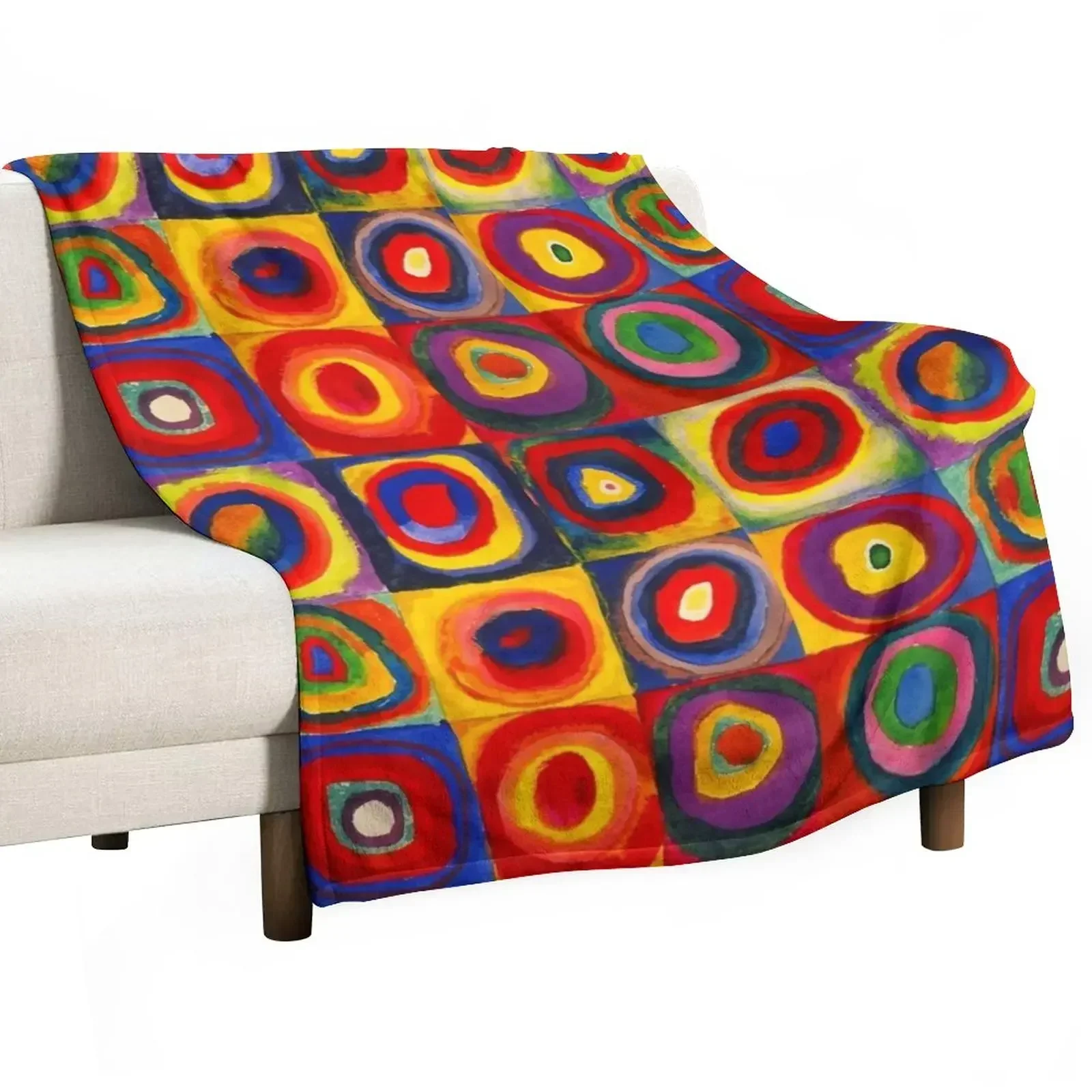 Kandinsky Color Study Squares With Concentric Circles Throw Blanket Warm Blankets Sofas Of Decoration Blankets