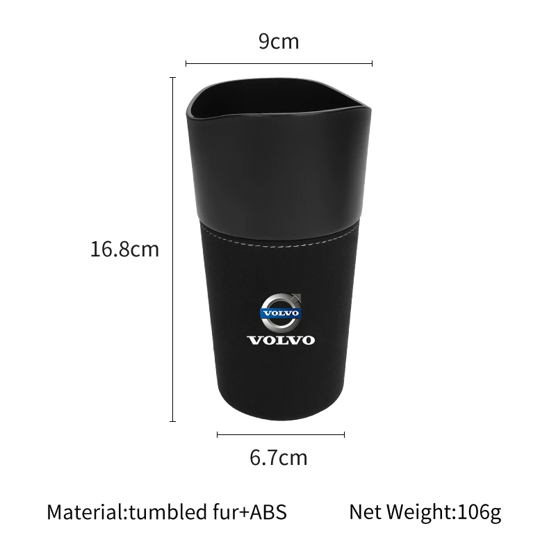 Suede Car Cup Sink Trash Can Mini Multifunctional Organizer For Volvo C30 C70 S80 S90 T6 V40 V50 V60 V70 V90 XC40 XC60 XC70 XC90