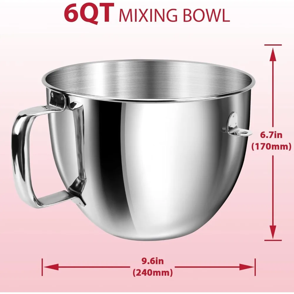 وعاء خلاط 6QT مع مقبض لوعاء خلاط كيتشن إيد KD2661、KL26M、KP26M1、KP26M8、KP26N9、KV25G、KV25M #3