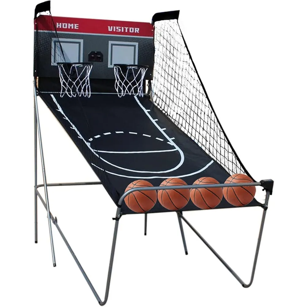 Basketball Machine Portable Arcade Basketball Game Basketball Hoop 4 Small Basketballs & Pump 8 Game Settings Indoor/outdoor Use