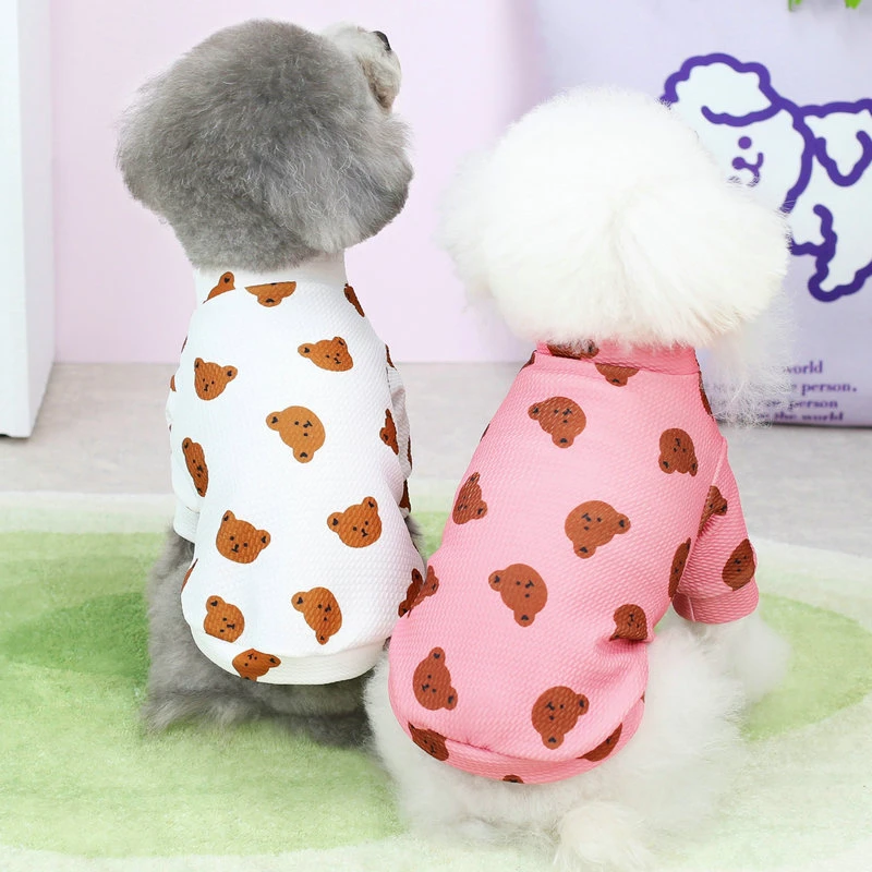 

Bear Print York Dog Clothes Spring Summer T Shirt for Cats Lightweight Kitten French Bulldog Sweatshirt Designer Pet Supplies