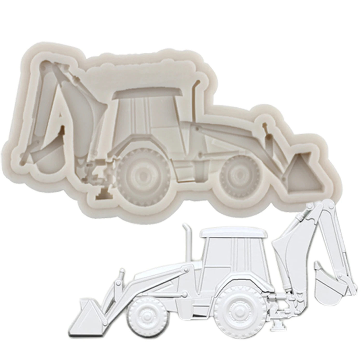 3D Excavator Silicone Mold Tractor DIY Baby Birthday Fondant Cake Decorating Tools Candy Resin Clay Chocolate Gumpaste Moulds