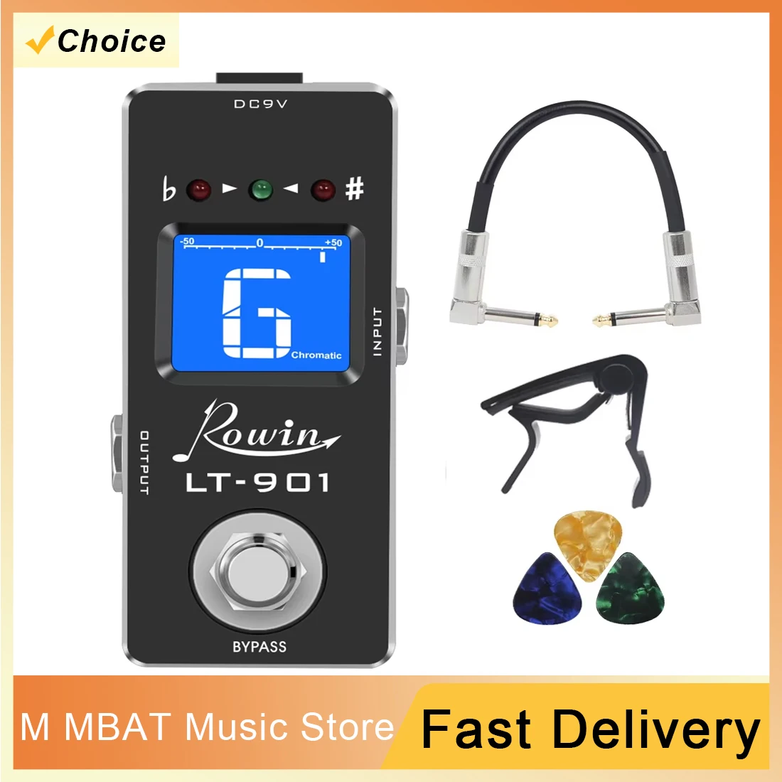 

ROWIN LT-901 Guitar Tuner Mini Gutiar Tuner Foot Tuner True Bypass Electric Guitar Accessories