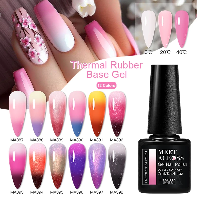 7ml Thermal Rubber Base Gel  3 kinds Of Temperature Change Effect Polish Nail 2 In 1 Function Art Gel Varnish Soak Off Nails