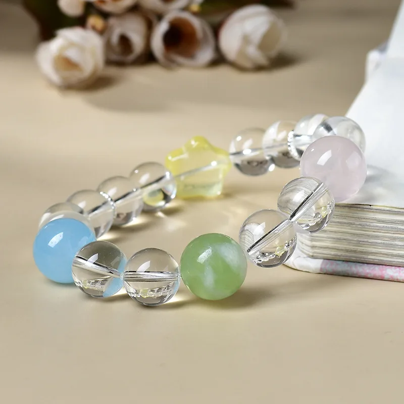 

Natural Duobao Crystal Bracelet Aquamarine Citrine Yellow Crystal Little Star Ladies Light Luxury Fashion Bracelet