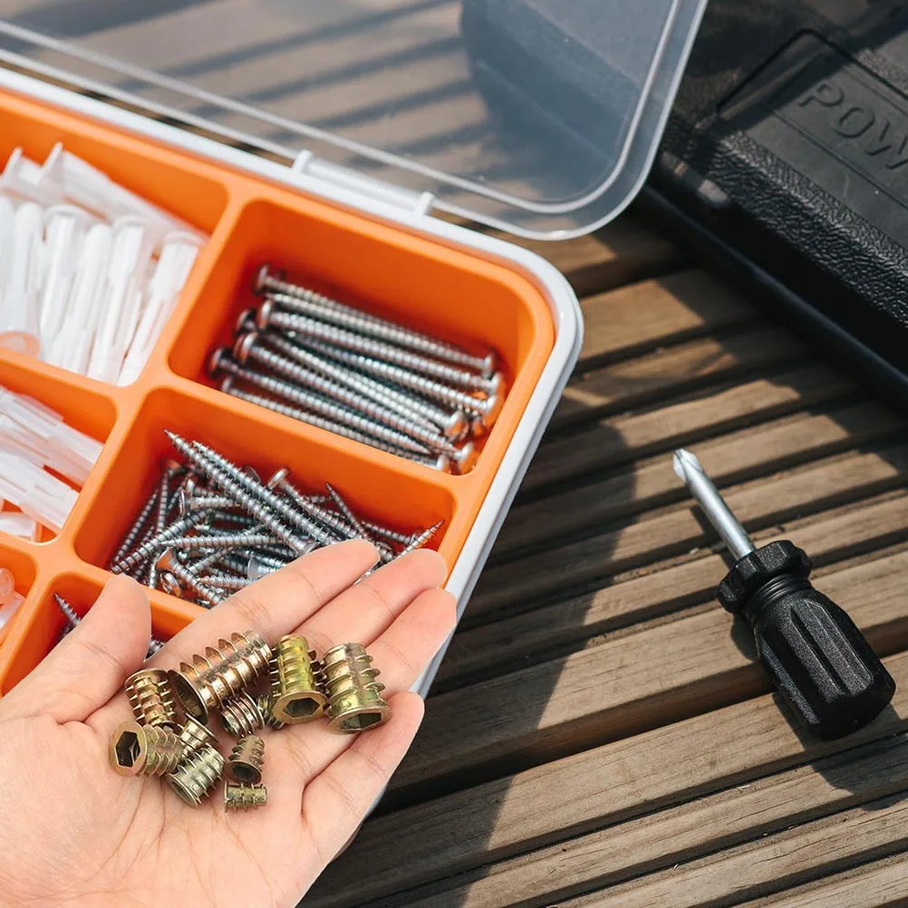 

50Pcs Hex Socket Threaded Nut Set Zinc Alloy Durable Furniture Screw Embedded Fastener Replacement Screws for Wood Furniture