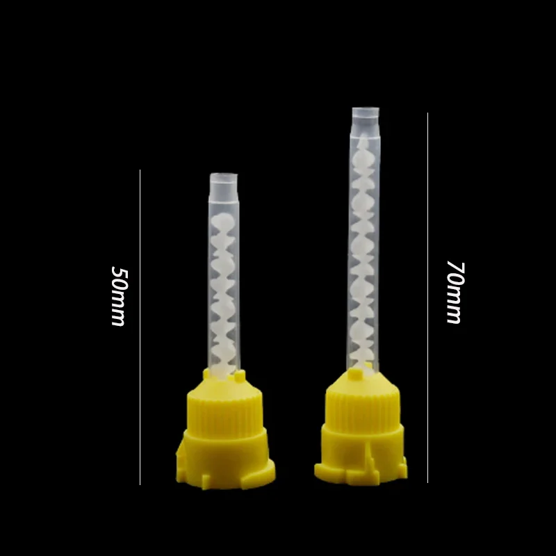 50/100PCS Dental Mixing tips Impression Intraoral Tip Yellow 1:1 Disposable Mixing Head for Lightweight Silicone Rubber Material