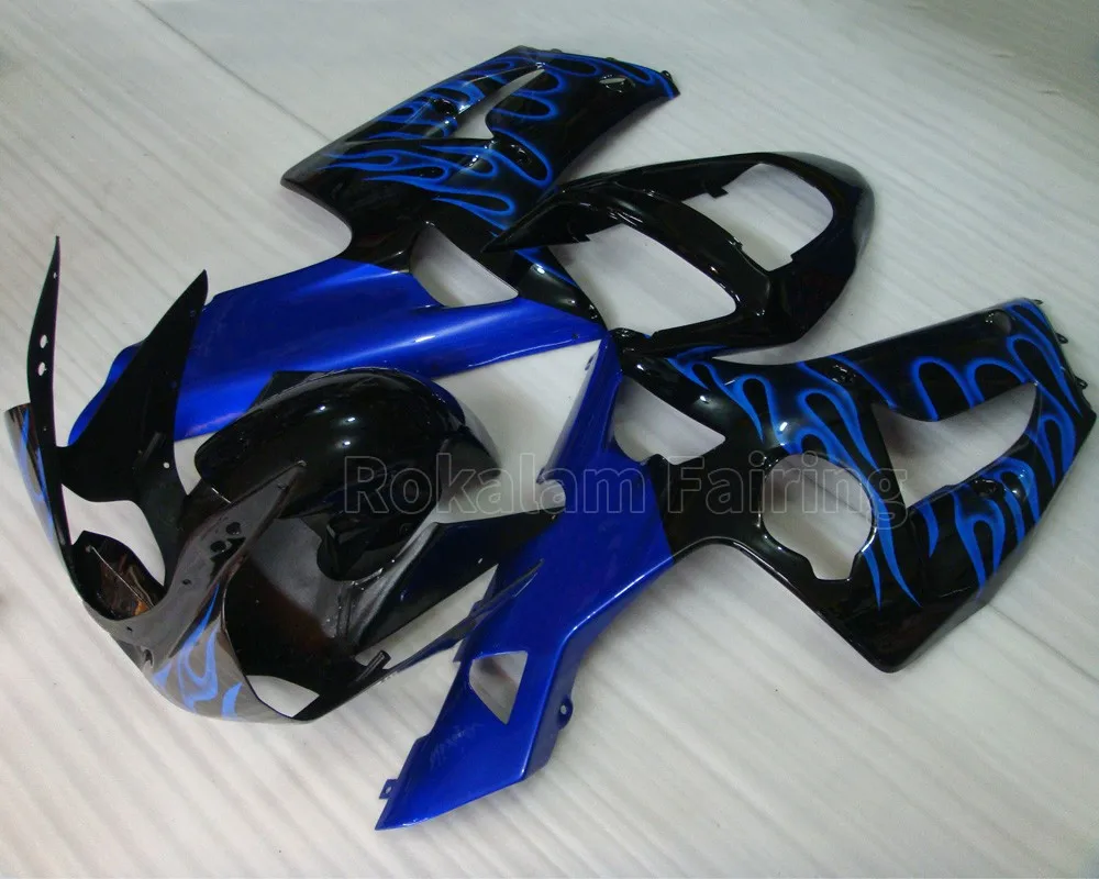 Customized Fairings 03 04 ZX-6R For Kawasaki Ninja ZX6R 2003 2004 Blue Flame Motorbike Bike Fairing Kit (Injection Molding)