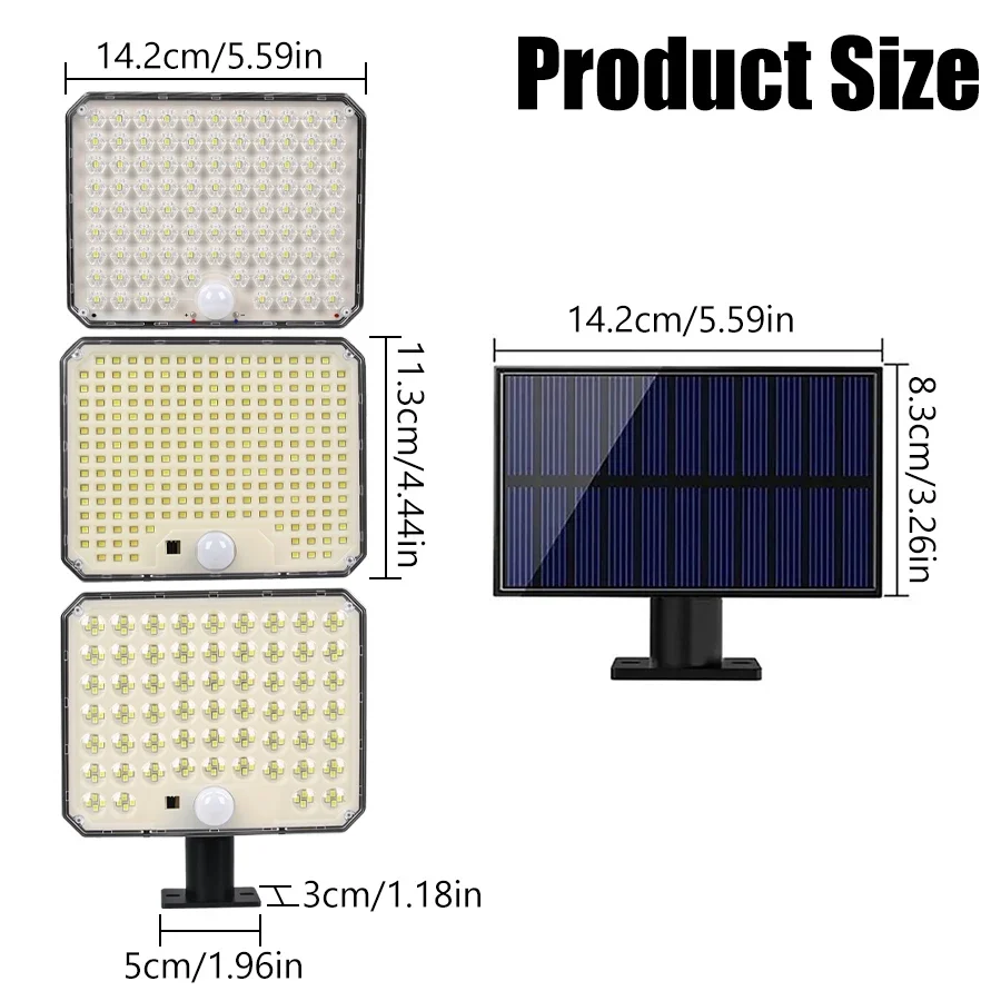 Solar Light Outdoor Super Bright Motion Sensor Solar Strong Power LED Garden Wall Lamp IP65 Waterproof 3 Working Modes Lantern