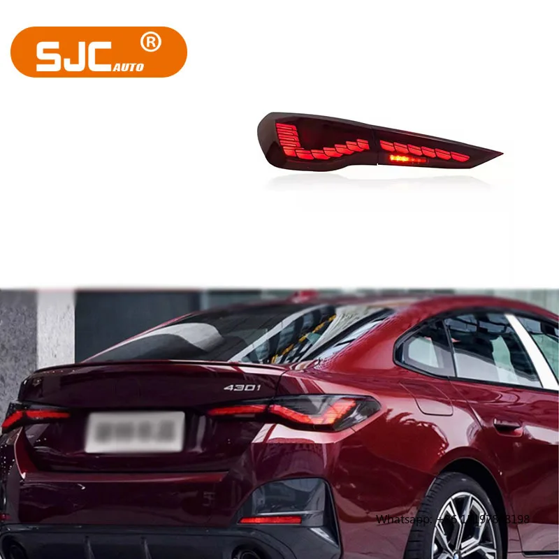 SJC أنظمة إضاءة السيارات السيارات الذيل مصباح لسيارات BMW 4 سلسلة G22 M4 G82 GTS LED المصابيح الخلفية الجمعية اكسسوارات السيارات أضواء خلفية