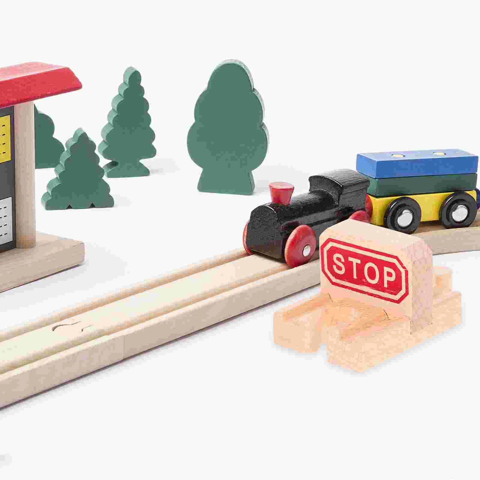 Train Bulk Track Wood Stop Accessories Wooden for Replacement Parts Railway DIY Kids Toy