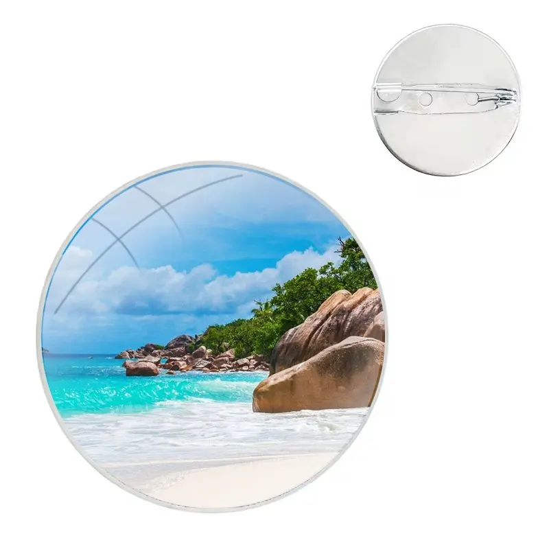 Paradise Beach Summer Pins Badge Metal Brooches For Clothes Backpack Decoration gift