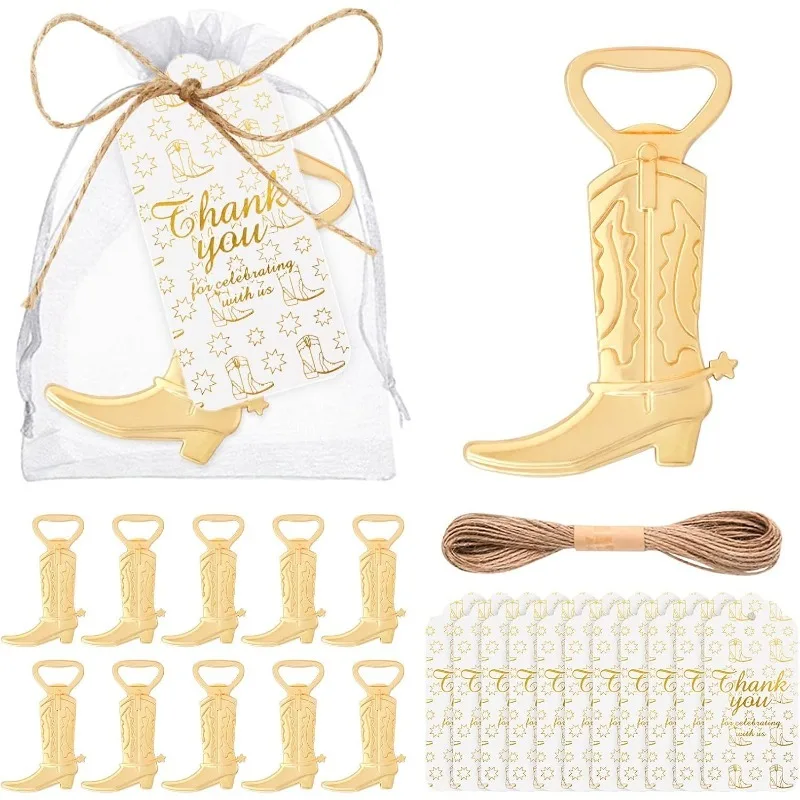 Cowboy-Stiefel Flaschenöffner als Gastgeschenke für Babyparty mit Weißen Organza-Beuteln Gastgeschenke für Braut und Baby 16 Stück – Detail 2