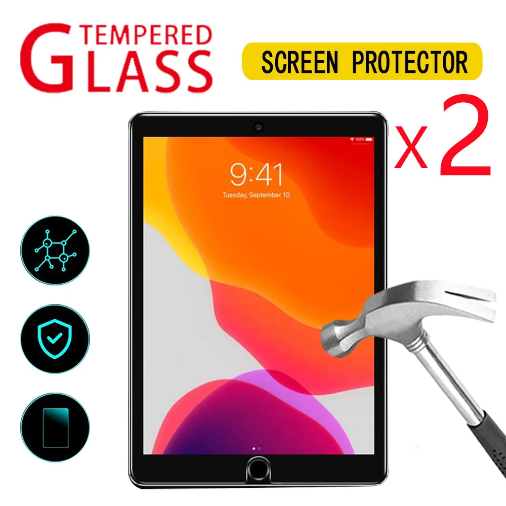 Protector de pantalla de vidrio templado para tableta, película templada de 9. ª generación, 10,2 pulgadas, 2021 sin burbujas, 2 unidades