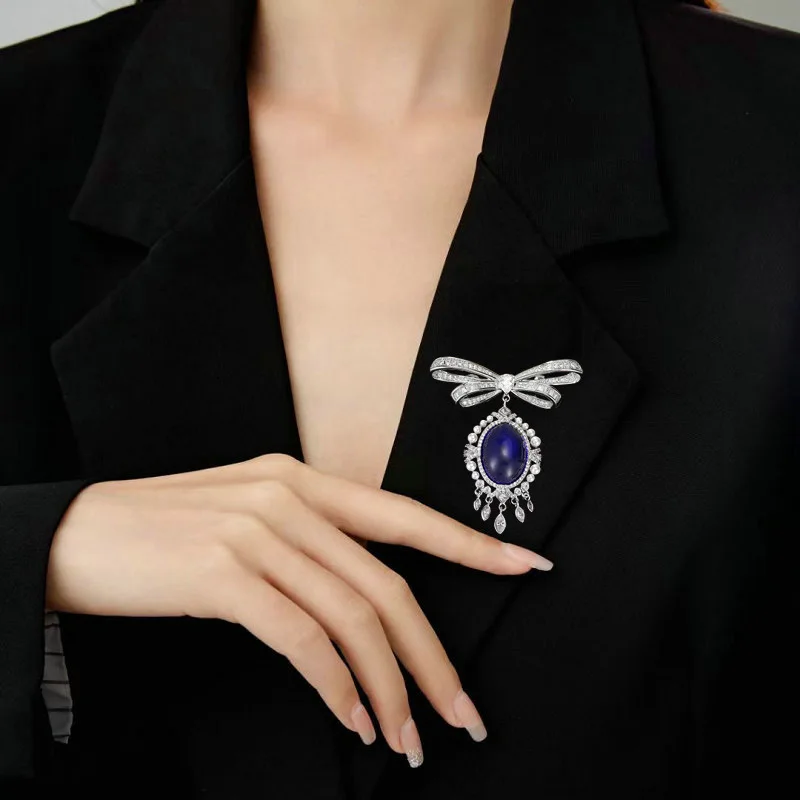 

New fashionable tassel bow brooch, high-end luxurious and exquisite brooch, corsage coat accessory