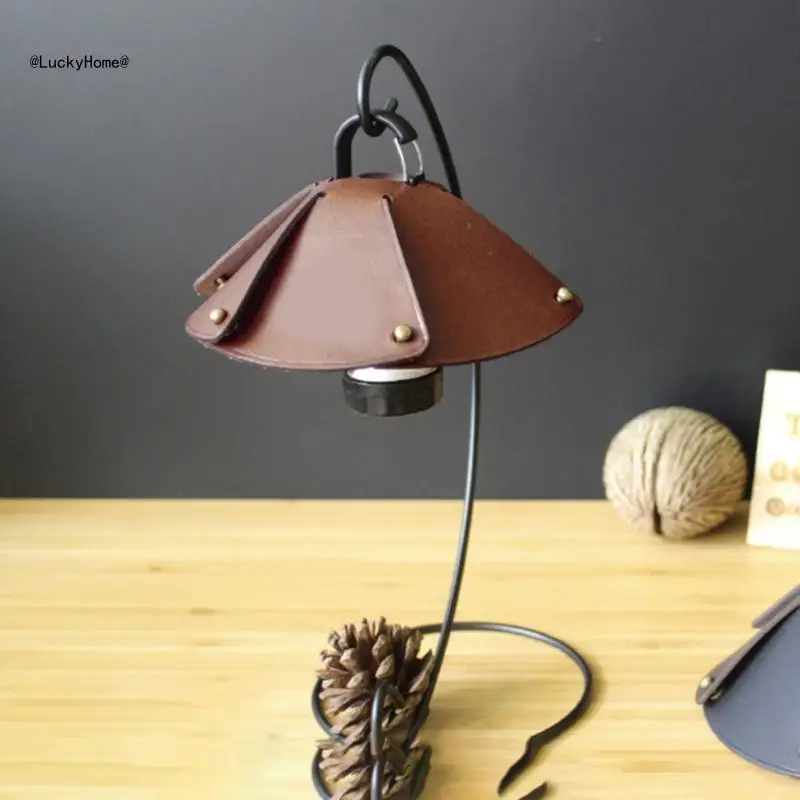 Vintage Leather Lampshade Outdoor Lamp Shade Replacement Thickened Cover Dust-proof Chandelier Cover for Camping Home Room 11UA