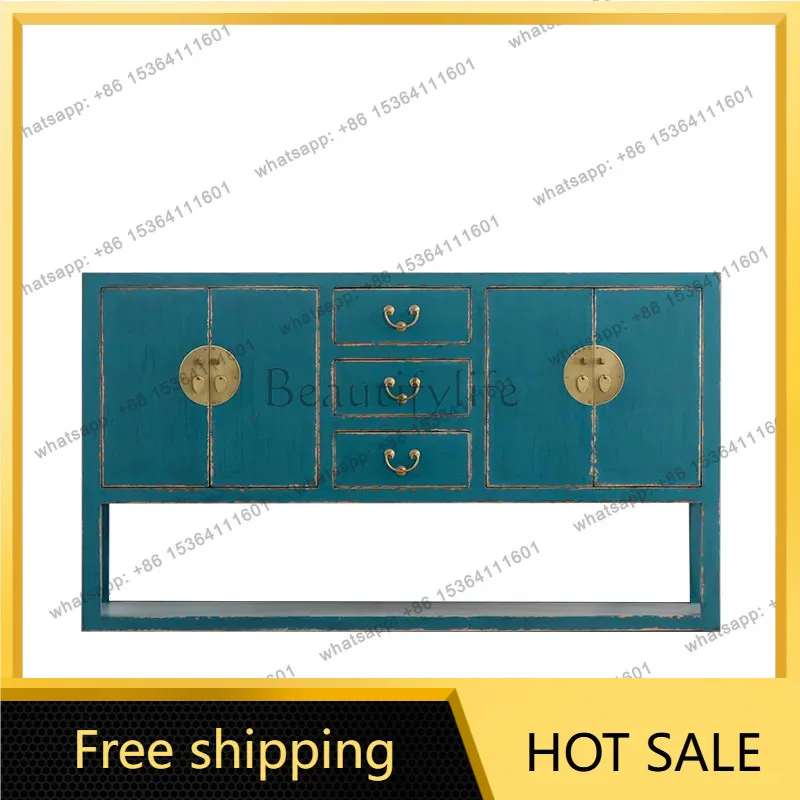 XX. New Chinese antique entrance cabinet solid wood classical retro side cabinet customization