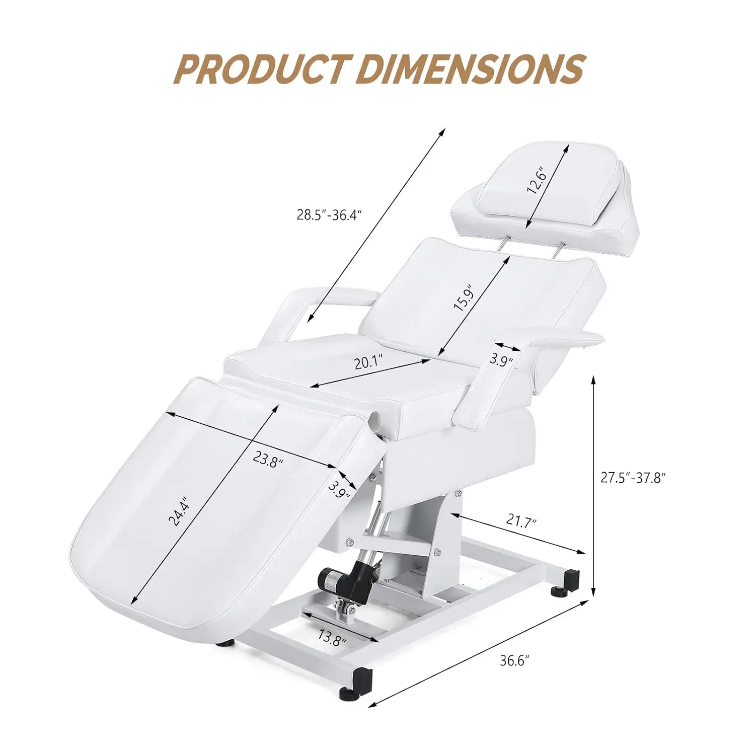 Fully Electric Salon Facial Bed Chair, Multi-Purpose Massage Tattoo Lash Waxing Table, Height Backrest Footrest Adjustable