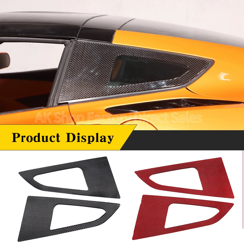 

For 2014-2019 Chevrolet Corvette C7 Soft Carbon Fiber Car Styling Car Rear Triangle Glass Decorative Cover Sticker Auto Parts