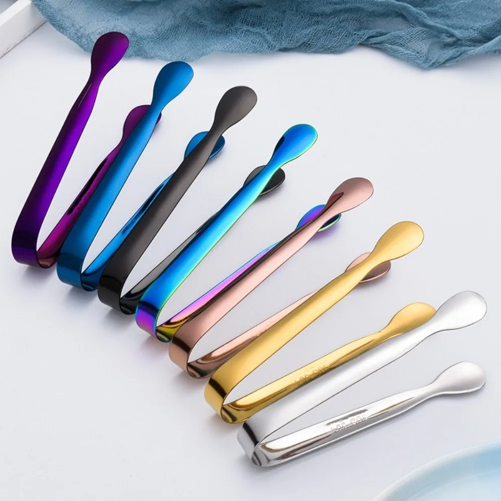 3pcs Stainless Steel Ice Cube Sugar Tongs Thickened Non Slip Bread Meat Fruit Clamp Ice Clamp Tool Cocktail Ice Tongs Coffee Bar view 5