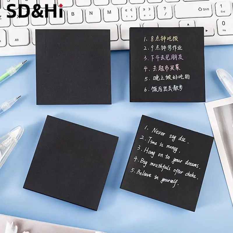 1Sheets 76*76cm Black Color Sticky Notes Self Adhesive Memo Pad Sticky Paper Bookmark Point Gift Card Creative Stationery