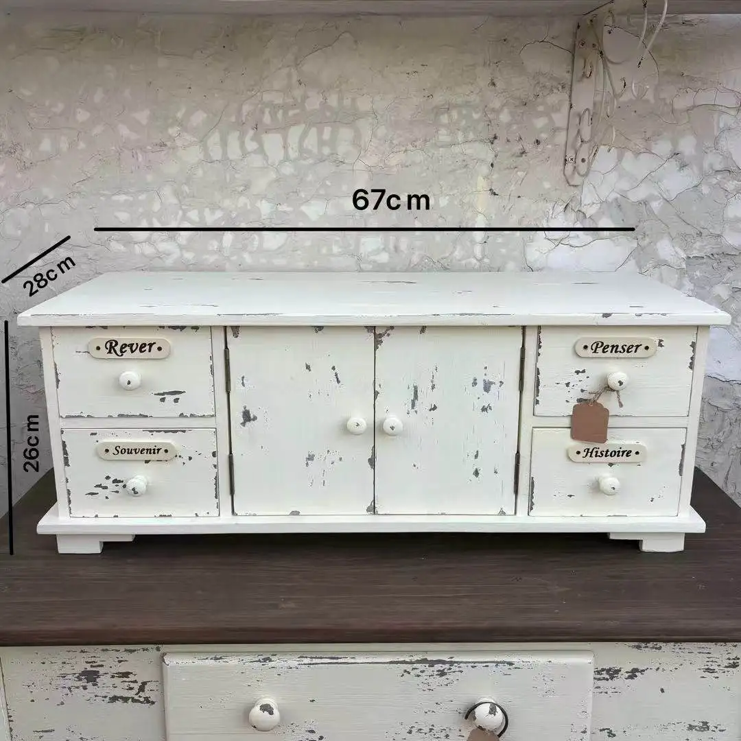 Solid wood storage cabinet, sweet garden cabinet, desktop strip cabinet, old flower stand, medieval display stand, storage cabin