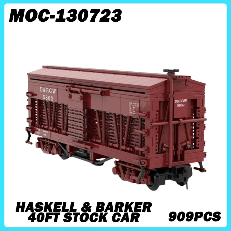 MOC-130723 Train Series Haskell & Barker 40ft Stock Car MOC Building Blocks DIY Model Bricks High Difficulty Puzzle Toy Gifts