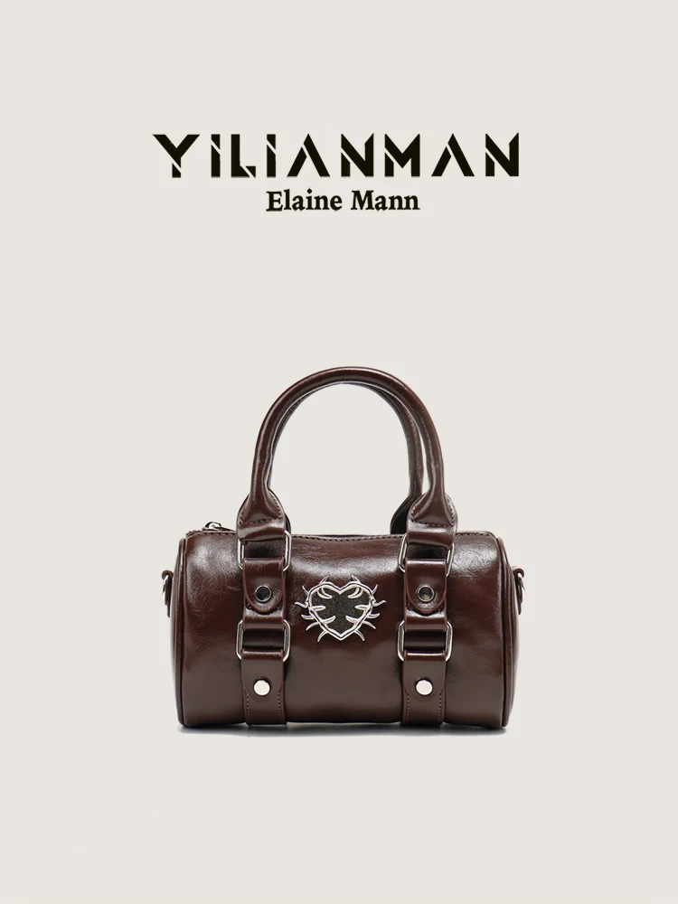 Elegant Sweet-Cool Style Boston Bag Women's Handbag Original Retro Single Shoulder Crossbody Bag Versatile Cool Small Bag