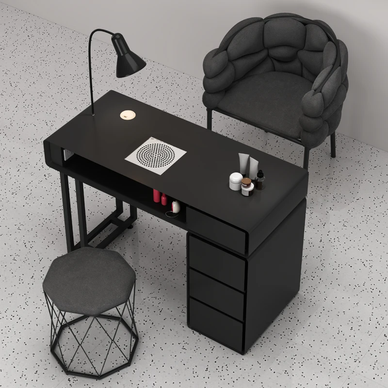 

Multi Function Simple Nail Desk and Chair Set Custom Nail Salon Manicure Table Marble Nail Station Luxury for Sale