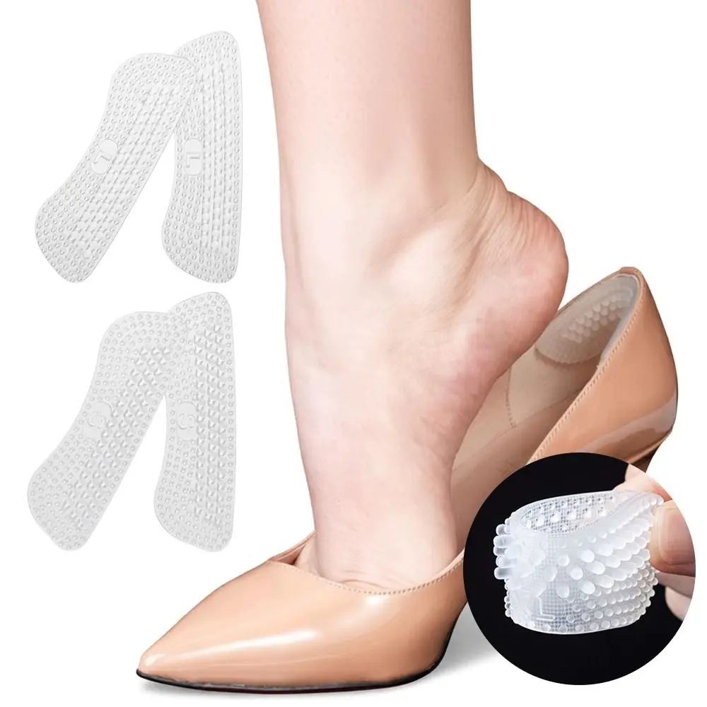 2Pcs Durable Silicone Heel Stickers Non-Slip Anti Slip Heels Grips Invisible Heel Cushions for Women Men