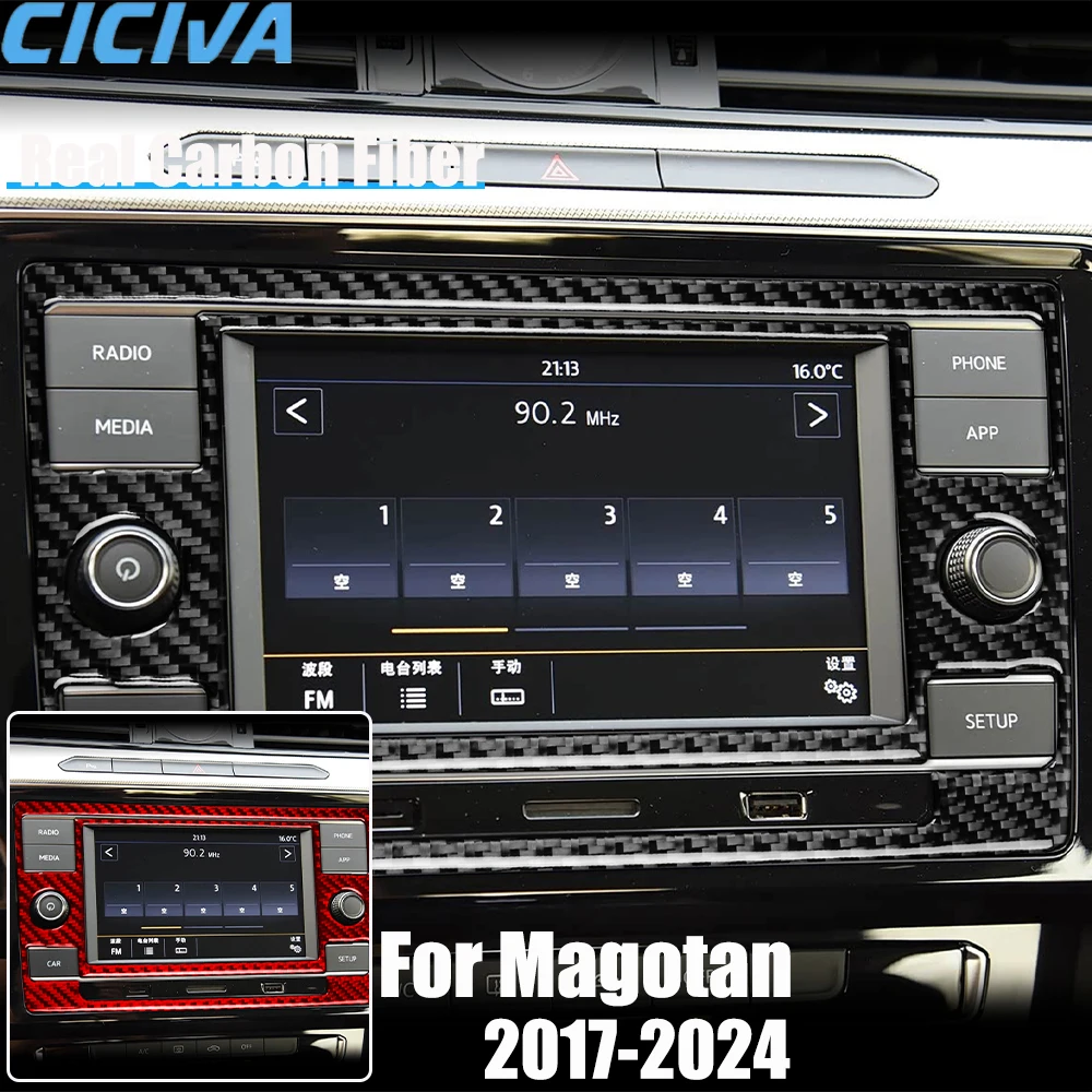 

Real Carbon Fiber Car Accessories Navigation Panel Trim Cover Soft Sticker For Volkswagen Magotan 2017 2018 19 20 21 22 23 24