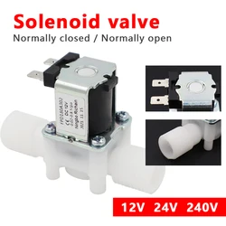 1 pz plastica 12V 24V 220V elettrico magnetico valvola di controllo dell'acqua interruttore elettrovalvola normalmente chiuso 1/2''