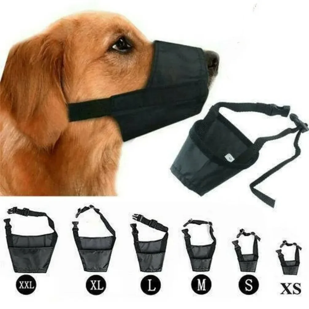 

Dog Mask for Small Medium Large Dogs Soft Nylon Mask with Safety Buckle Puppy Mask Stop Biting Barking Dog Accessories