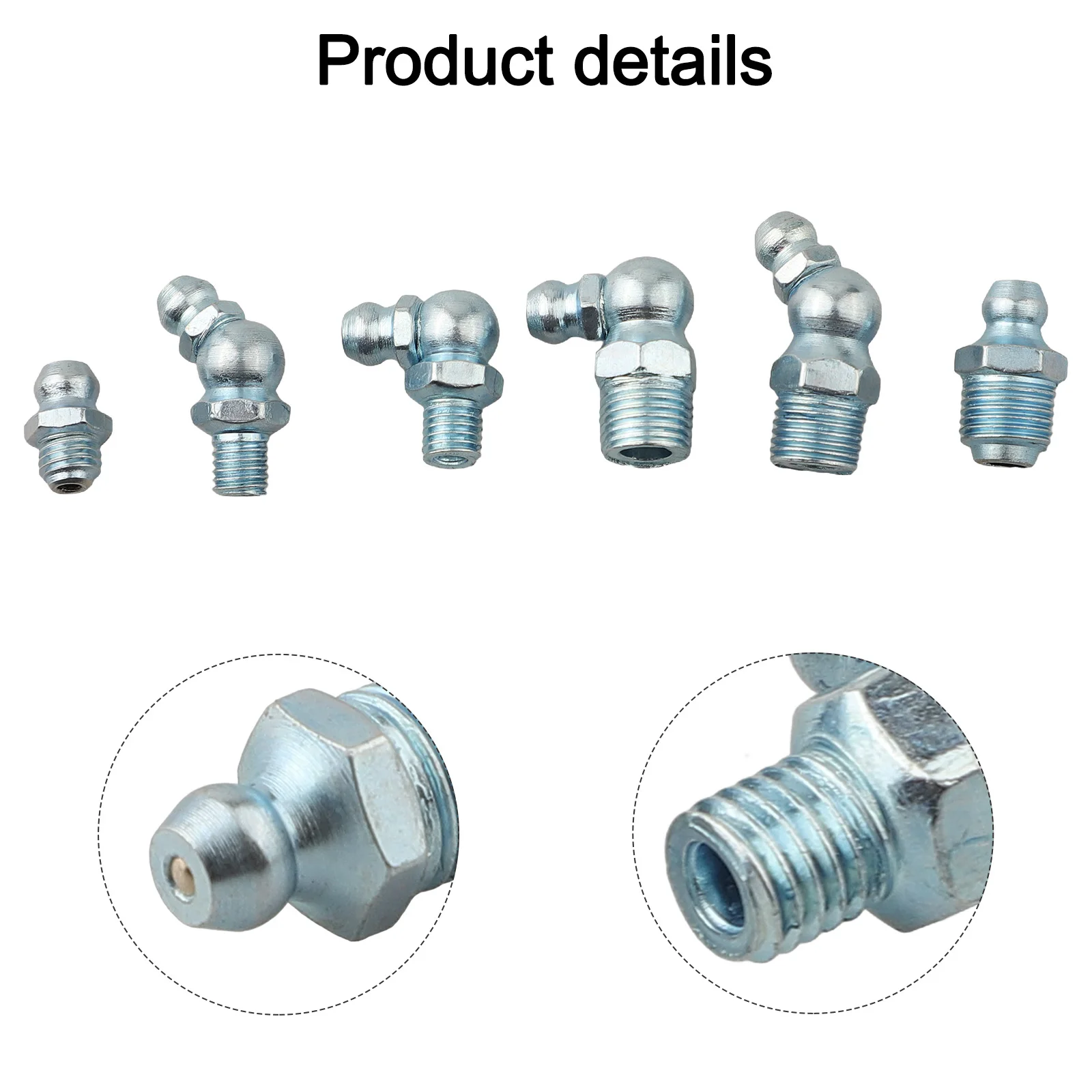 Nickel Plated Hydraulic Grease Nipples Comprehensive Set of 50 Pcs for Maintaining Smooth Machinery Operations