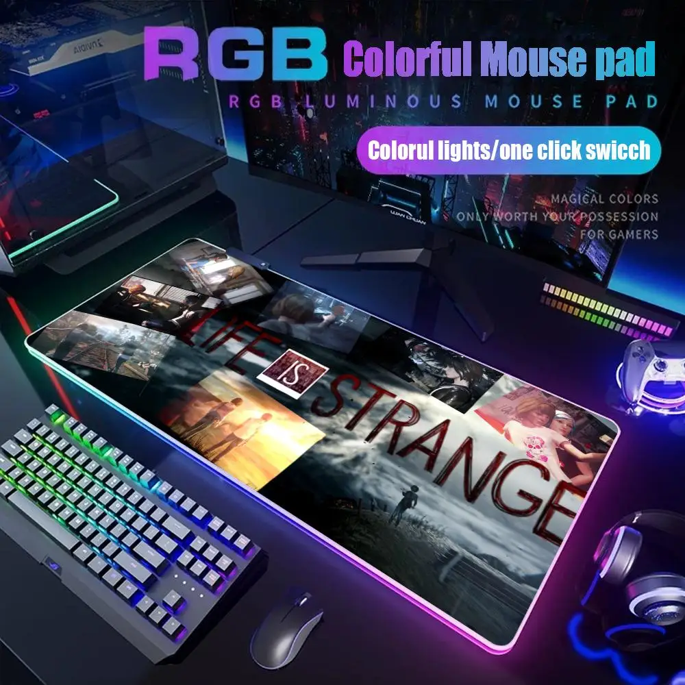 

Коврик для мыши Life is Strange, геймерский настольный коврик с RGB-подсветкой, светодиодный коврик для мыши, игровые аксессуары, настольный коврик, большой коврик для мыши с подсветкой