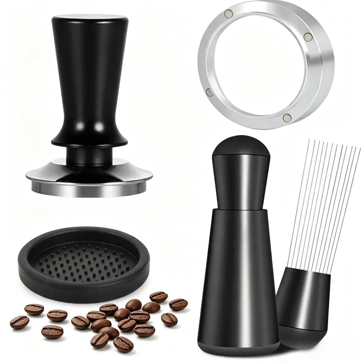 51mm 53mm 58mm Espresso Tamper Barista Coffee Tamper with Calibrated Spring Loaded Stainless Steel Tampers for Even Extraction