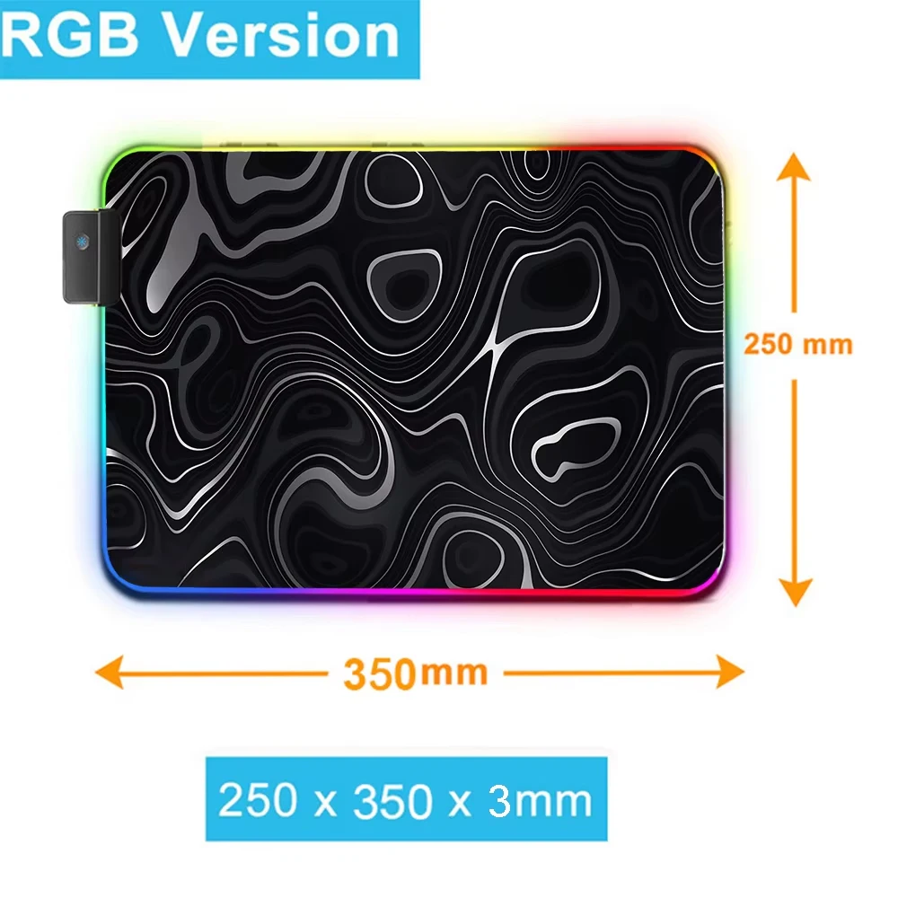 رائجة البيع موجة فنية RGB مصباح ليد الألعاب اكسسوارات Led 400*900 مللي متر كبير أسود ماوس XXL سجادة غرفة كبيرة لوحة المفاتيح حصيرة مكتبية