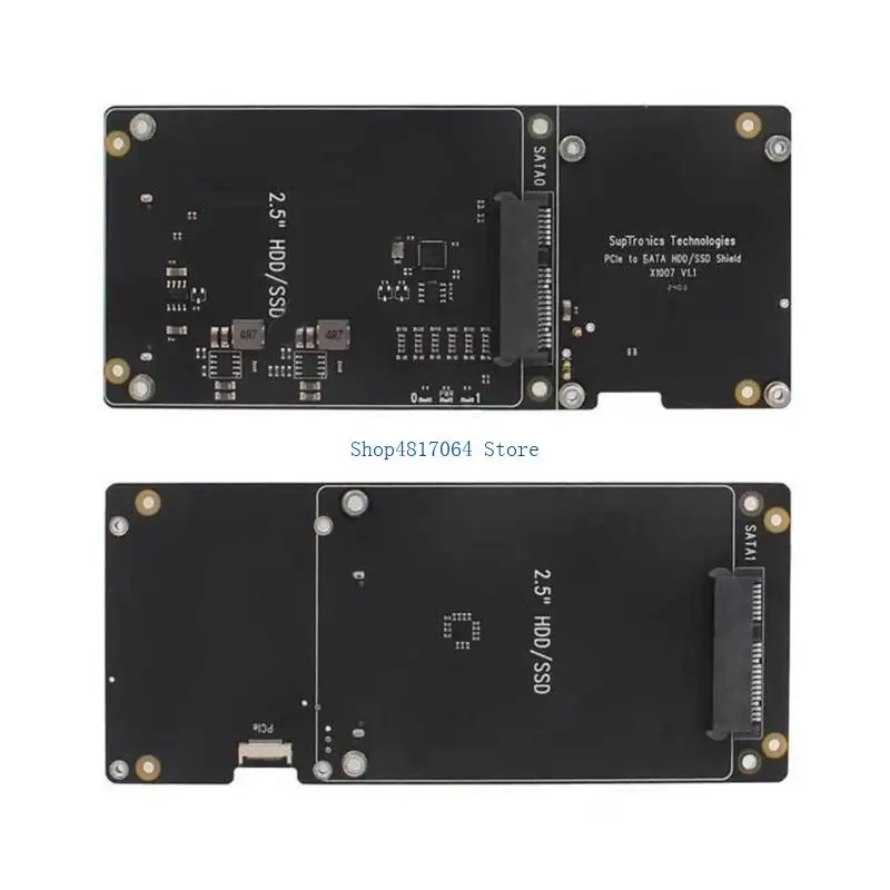 T3LB X1007 PCIe to 2.5 Disk Double Drive Storage Expansion Board for RPi