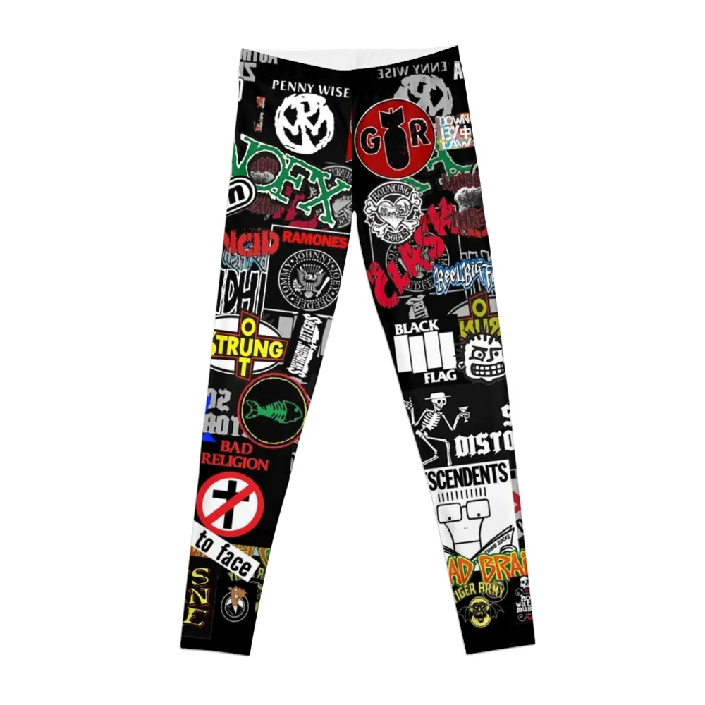 punk rock sticker wall Leggings Woman trousers gym leggings Tight fitting woman