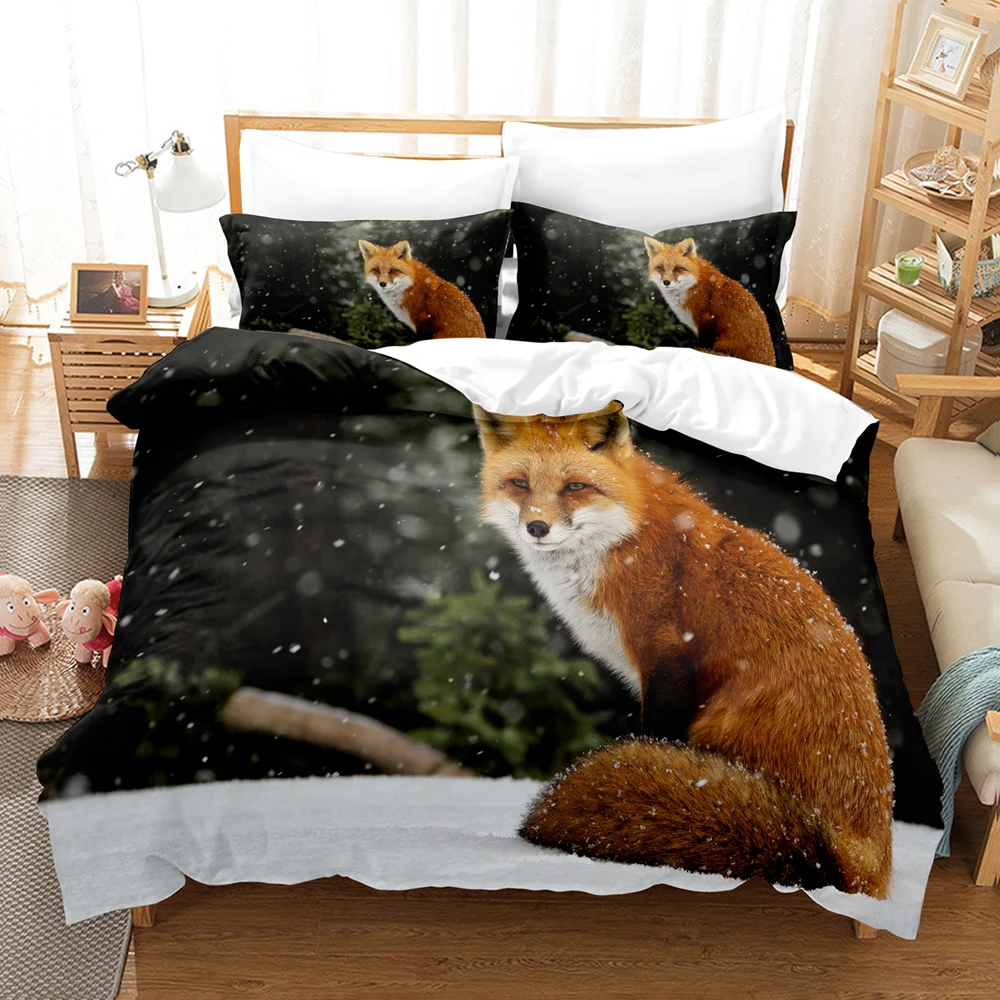 3D The Fox Bedding Sets Duvet Cover Set With Pillowcase Twin Full Queen King Bedclothes Bed Linen