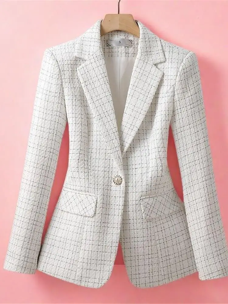 

Белый женский костюм Ele: пиджак Cleanfit с длинным рукавом, офисная одежда, китайское производство, застежка на одну пуговицу, модный дизайн Ele