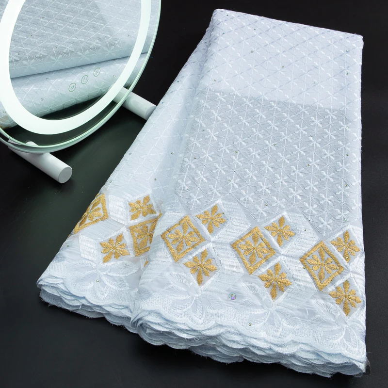 

Новинка Африканское хлопковое кружево 5 ярдов 2023 нигерийская кружевная ткань с вышивкой для элегантных женщин свадебное платье швейный материал A3266