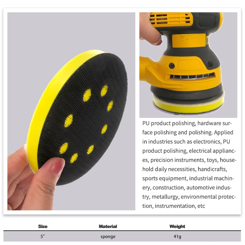 Almohadilla de interfaz de espuma de PU de 3 piezas y 5 pulgadas, almohadilla de esponja para LIJADORA Orbital de 123mm, reemplazo de bucle de gancho, almohadilla de 8 agujeros para pulir