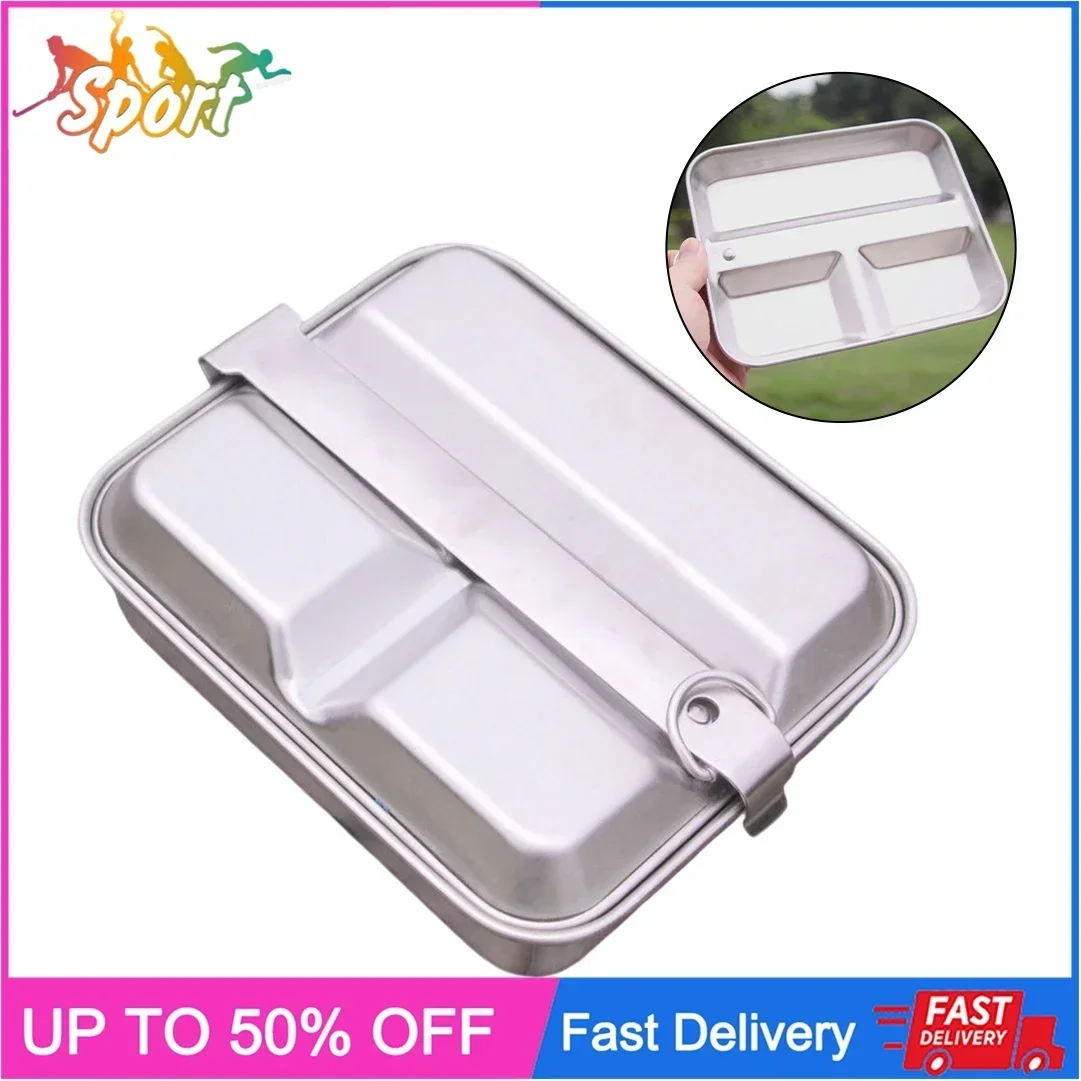 

Portable Camping Lunch Box Outdoor Tableware Stainless Steel Camping Lunch Box With Handle For Hold Soup And Staple Food