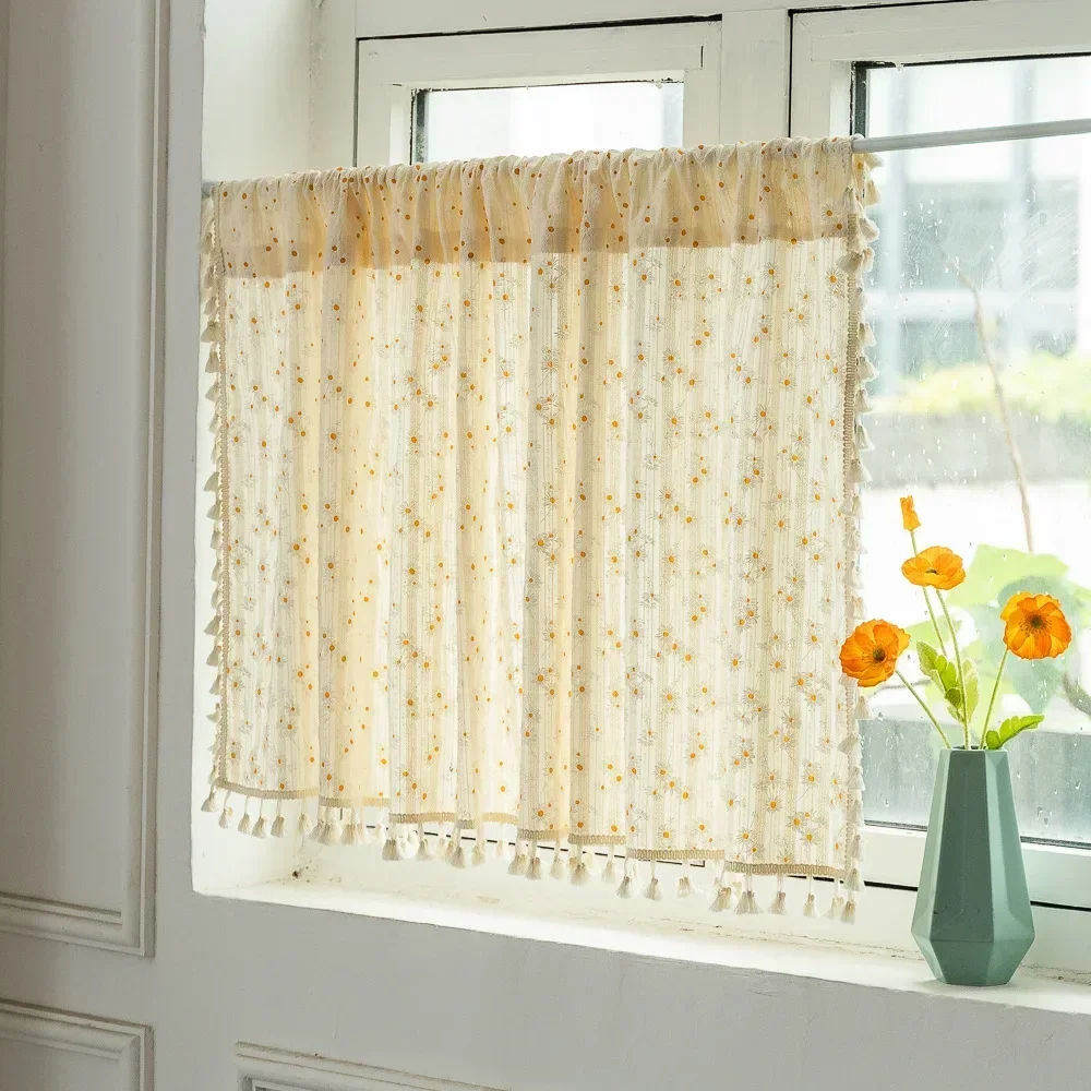 

(193) Finished Pure Cotton Kitchen Short Curtain Floating