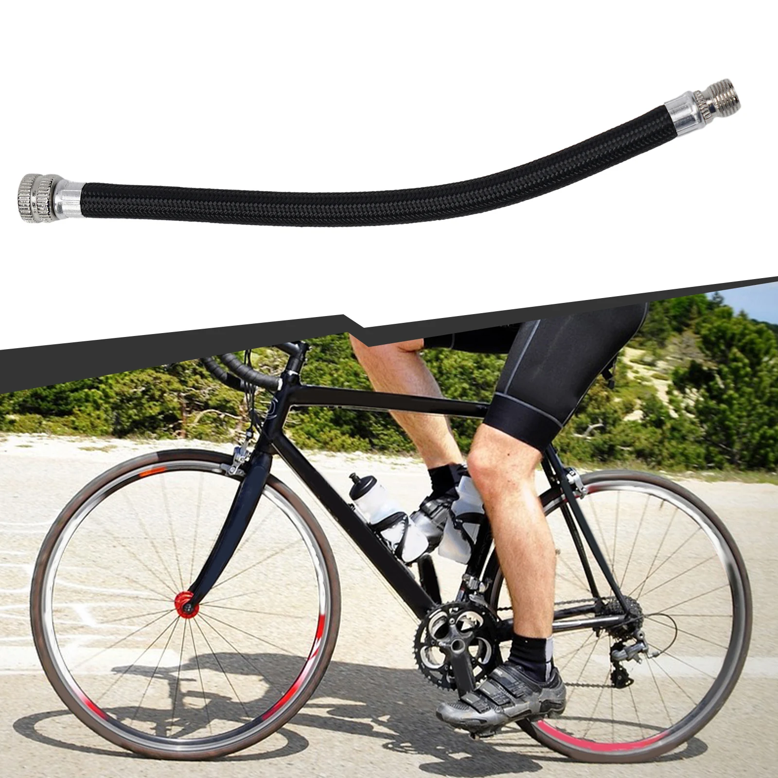 

Bicycle Accessories Pump Extension Tube Rubber + Copper To 300 PSI 15.5cm Black Cycling Parts For-Schrader Valve High Quality