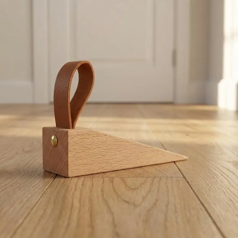 Solid Wood Door Stopper Durable Anti Slip Wedge for Home Office Heavy Doors Floor Protection Solution - view 3