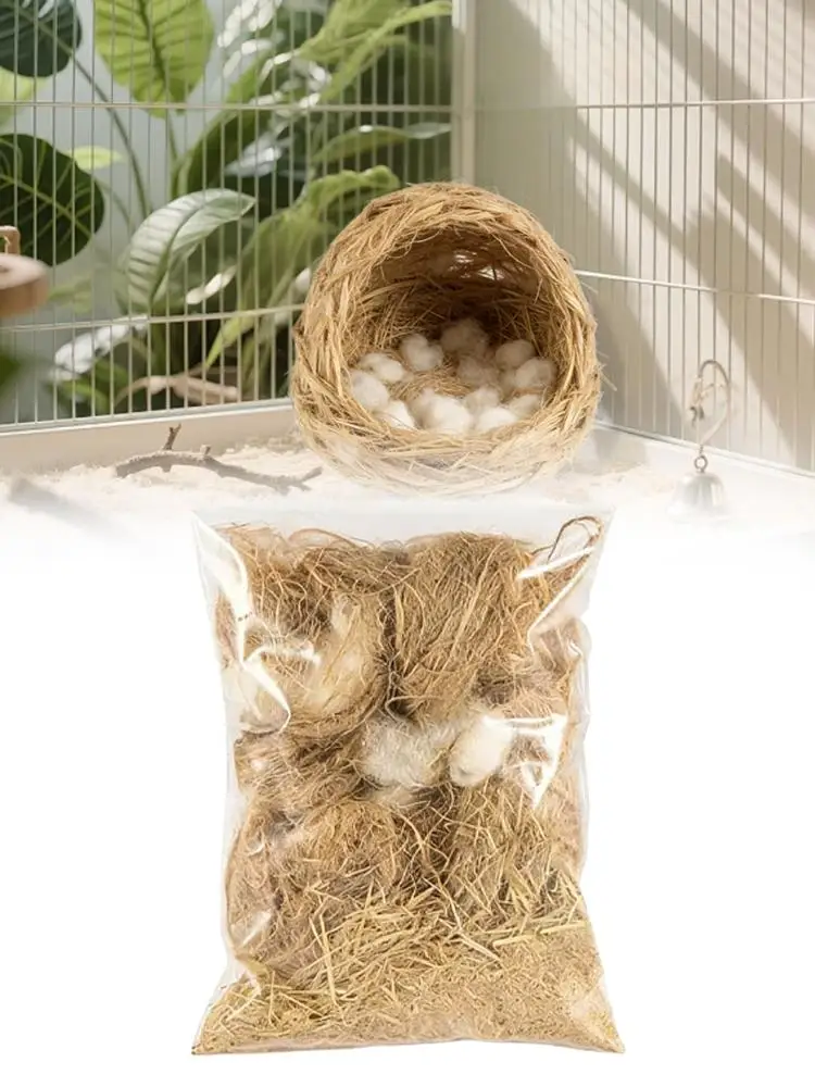 Natuurlijk jutevezel nestmateriaal, zacht en pluizig nestvoering voor kanaries, goudvinken, siskins en andere kleine vogels - afbeelding 2